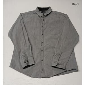 Beverly Hills Polo Club Large Gray Long Sleeve  Casual Comfort Fit Dress Shirt